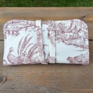 Coffret cadeau collier & trousse toile de Jouy - assiette ancienne - Rouge floral – Image 4