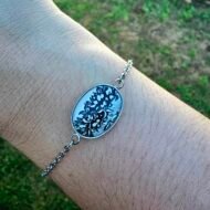Bracelet argenté à fleurs noires – Dentelle d’Encre – Image 2