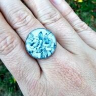 Bague Jardin d’Azur – Bijou artisanal en assiette ancienne – Image 2